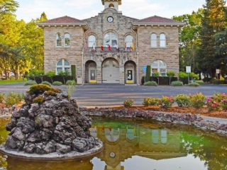 Historic Sonoma Plaza and duck pond