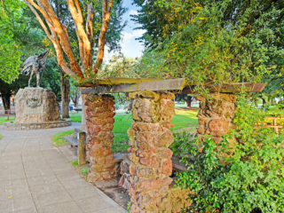 Sonoma Plaza path and statue